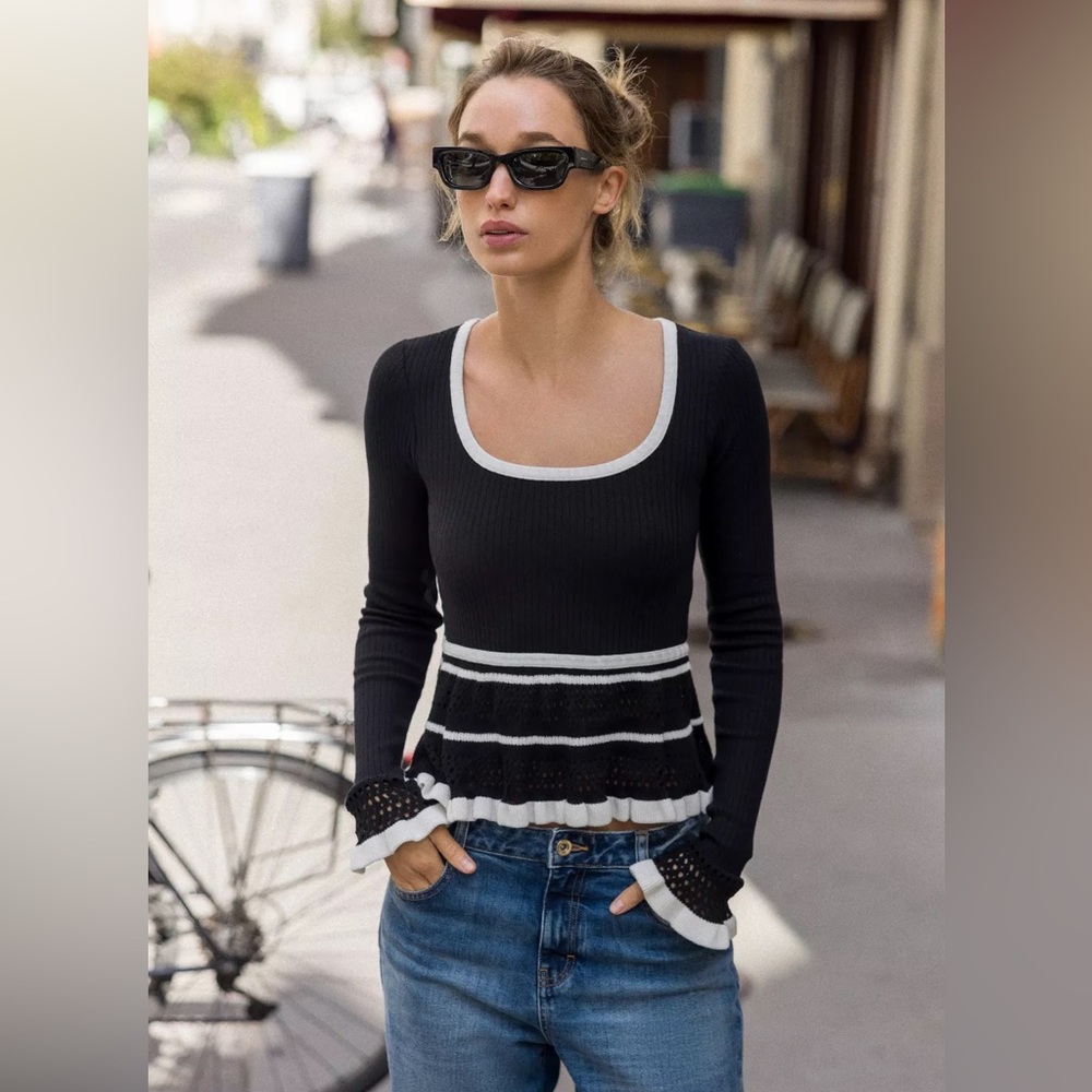 ZARA COMBINATION KNIT T-SHIRT